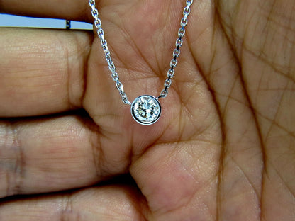 .54ct natural round brilliant diamond solitaire necklace i/vs2 16 inch 14k *v