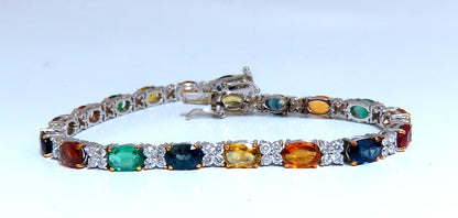 10ct Natural Sapphire Emerald Green Garnet Diamond Tennis Bracelet 14kt gold *v