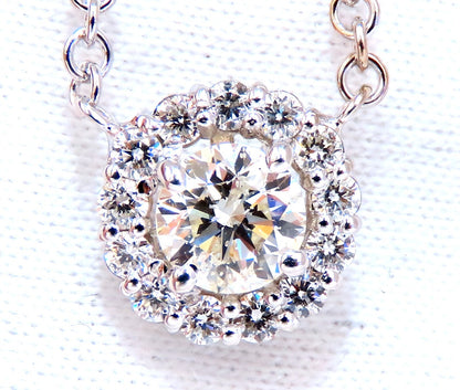 1.09ct natural diamonds halo cluster necklace 14kt *v