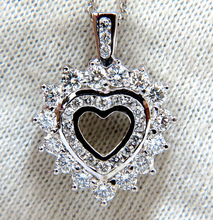 1.20ct natural diamonds heart pendant 14kt double row *v
