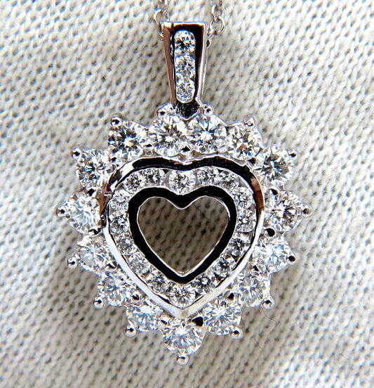 1.20ct natural diamonds heart pendant 14kt double row *v