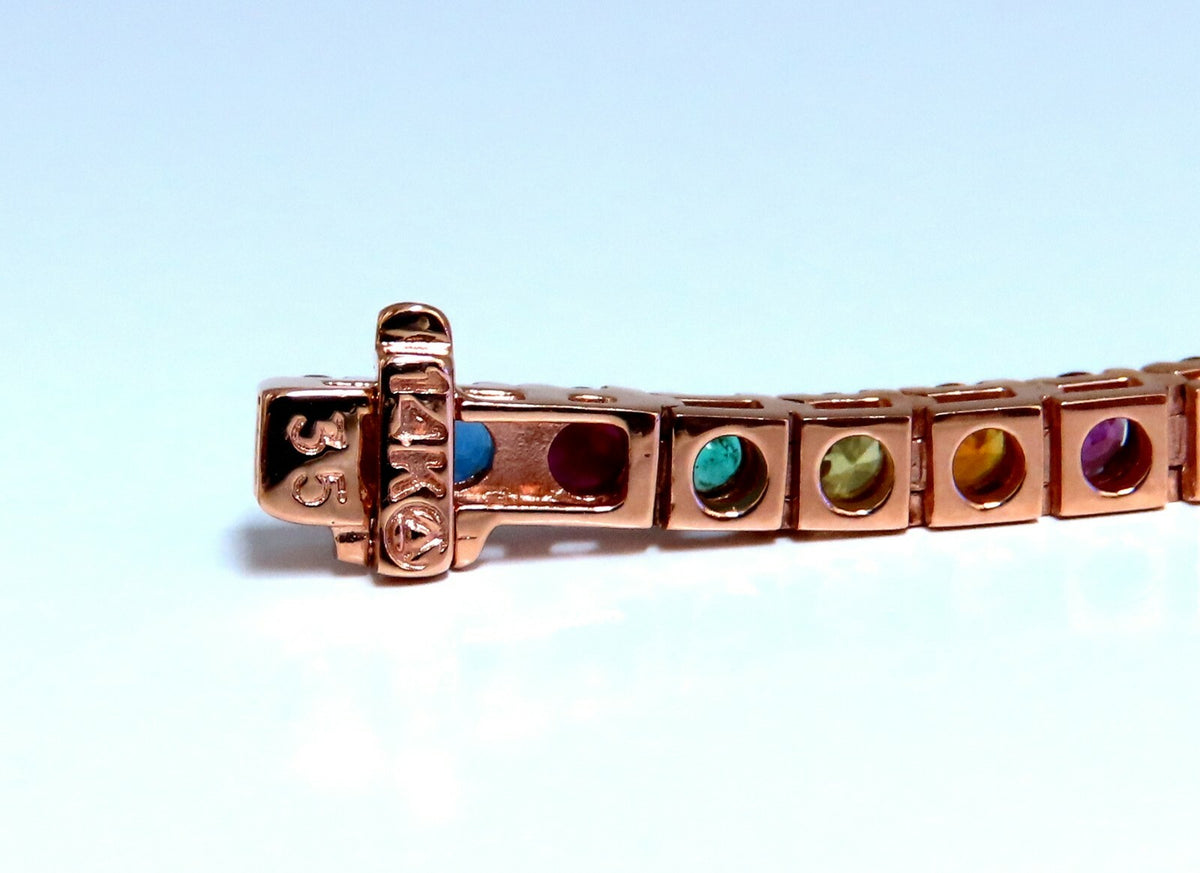 10.30Ct Natural Gem-Line Spinel Emerald Sapphire Ruby  Diamond Bracelet 14Kt *v