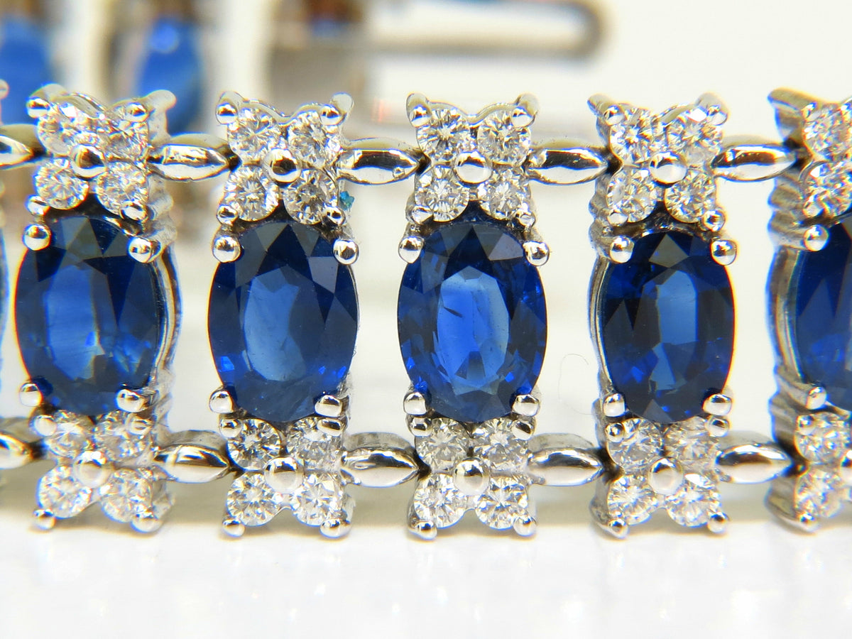 33.75CT NATURAL GEM SAPPHIRE DIAMOND BRACELET 3 ROW & WIDE CUFF 14KT *v