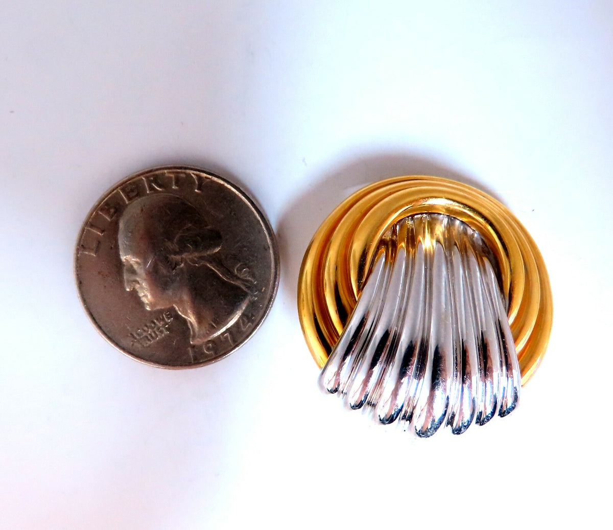 18Kt Gold Prime Classic Knocker Clip Earrings Pierce-less *v