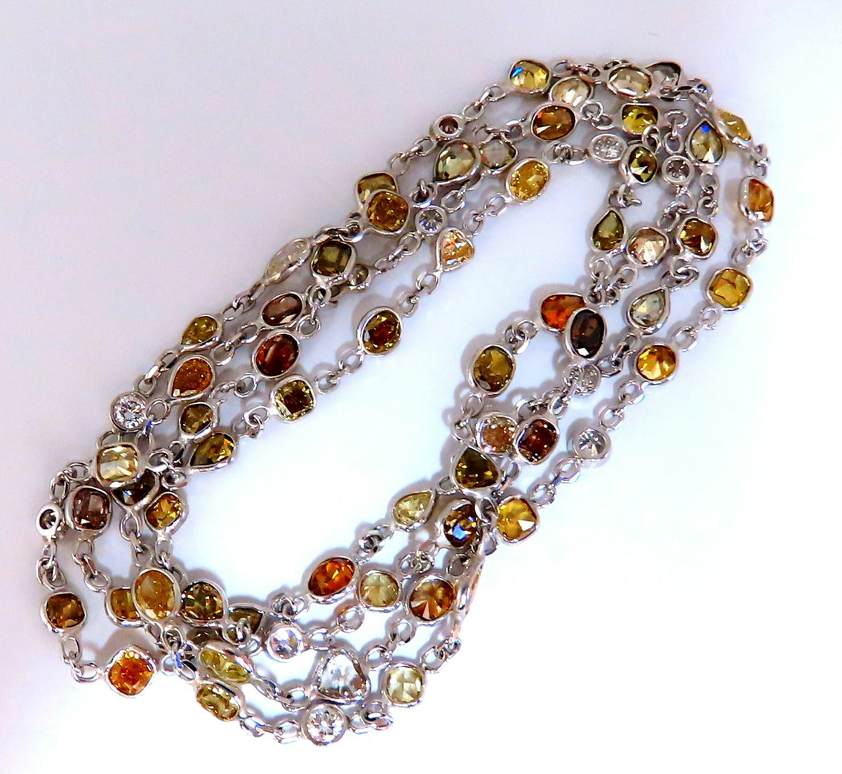 11.16ct Natural Multicolored Fancy Colored Diamonds Yard Necklace 14kt *v