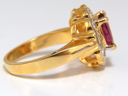 GIA Certified 1.61ct oval cut purple red ruby 1.01ct diamonds ring 18kt *v
