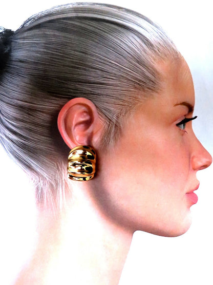 Andrew Clunn 18kt Gold Clip earrings Watermelon Classic *v