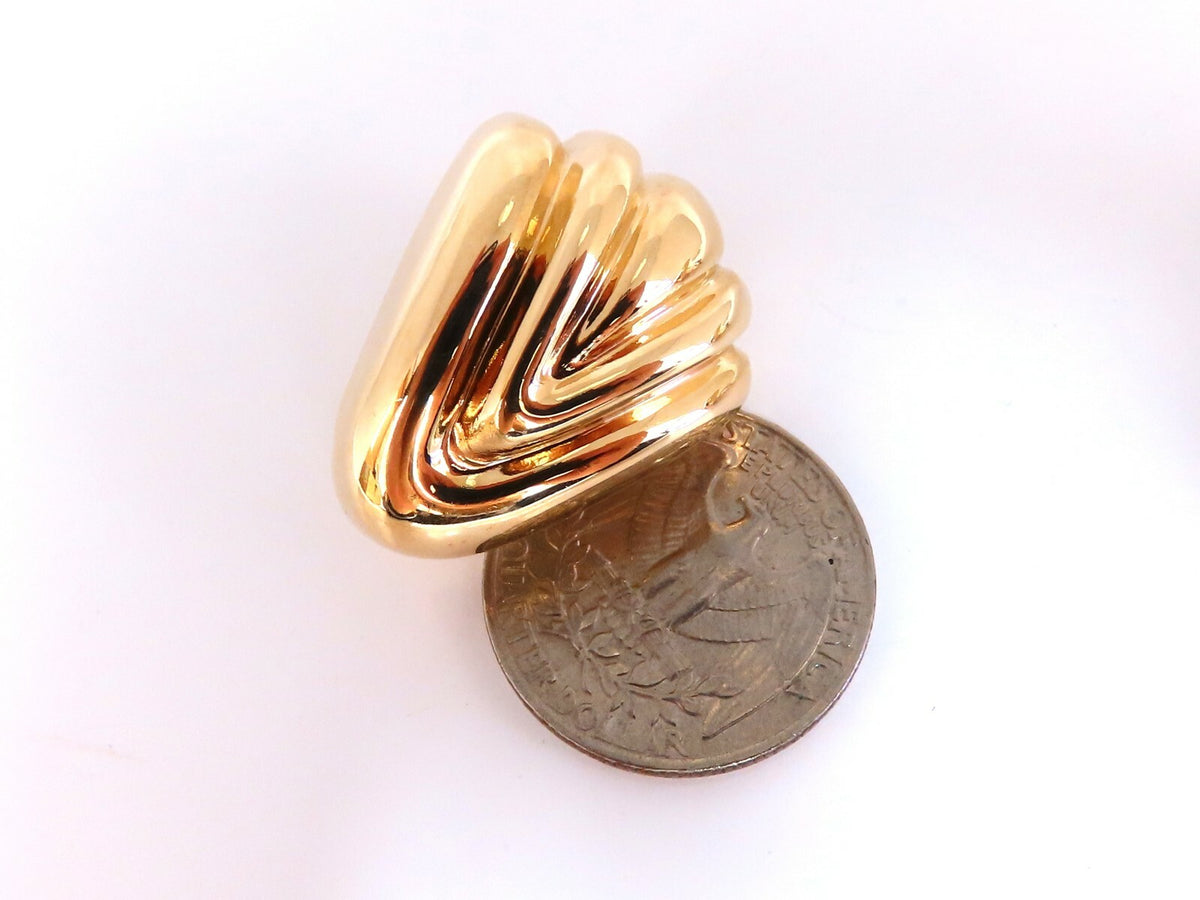 14kt Gold Textured Iconic Clip Earrings & Omega *v