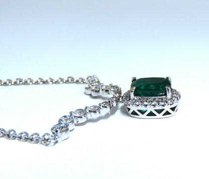 4.04ct Natural Emerald Diamonds Necklace 14kt Dangle *v