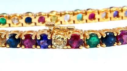 11.80ct Natural Sapphire Ruby Emerald Amethyst Tennis Bracelet 14kt Gem Line *v