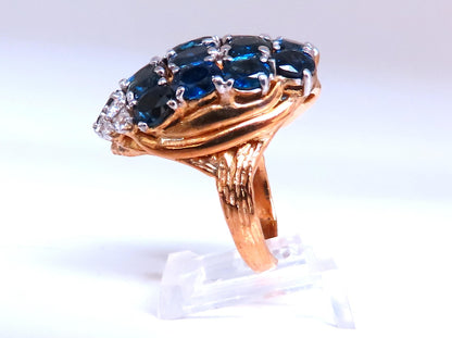 Natural Sapphire Diamonds Cluster Dome Ring Vintage Revisit Prime 14Kt 12438 *v