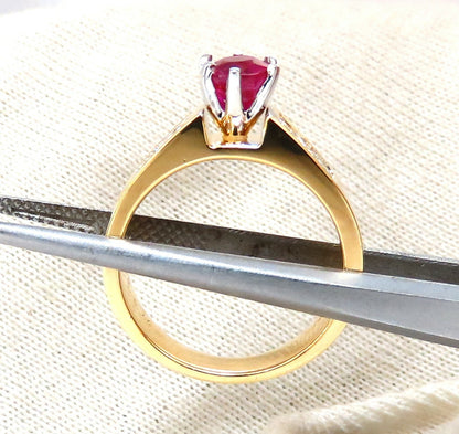 GIA Certified 1.04ct Natural Ruby Diamonds Ring 14 Karat Gold Cathedral *v