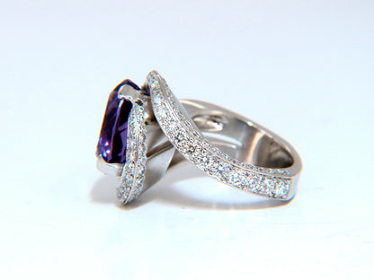 8.30ct Natural Amethyst Diamonds Ring Platinum Swirl Mod Deco *v