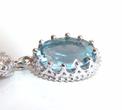 2.60ct natural aquamarines diamonds dangle earrings 14kt *v