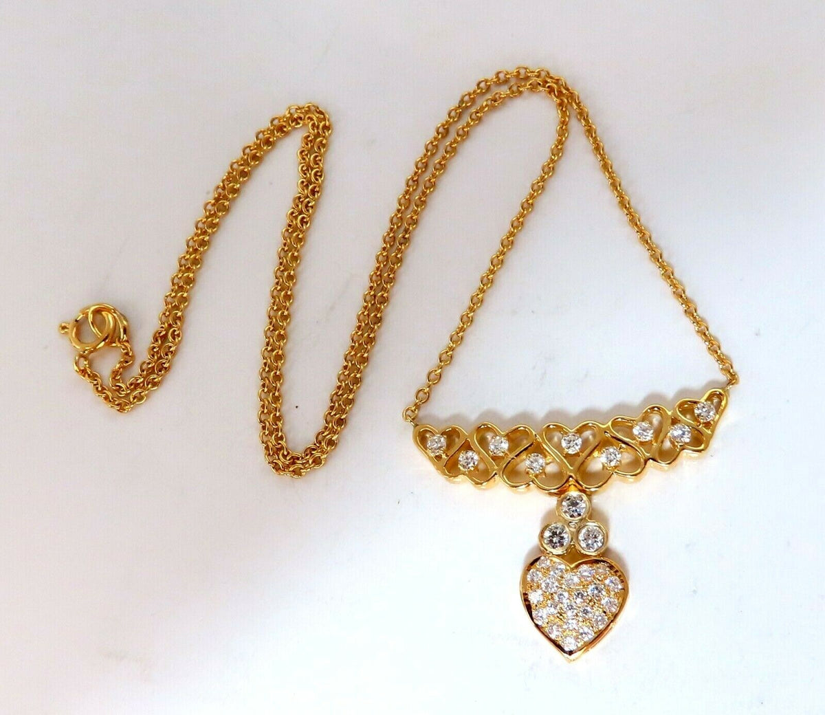 1ct Diamonds Heart Patterned Necklace 14 Karat *v