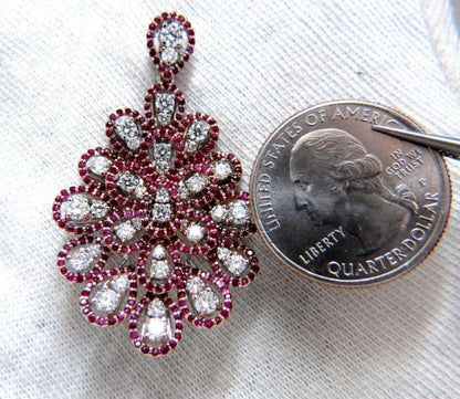 7.76ct Natural Ruby Diamond Dangle Chandelier pendant earrings 14kt Ref 12336 *v