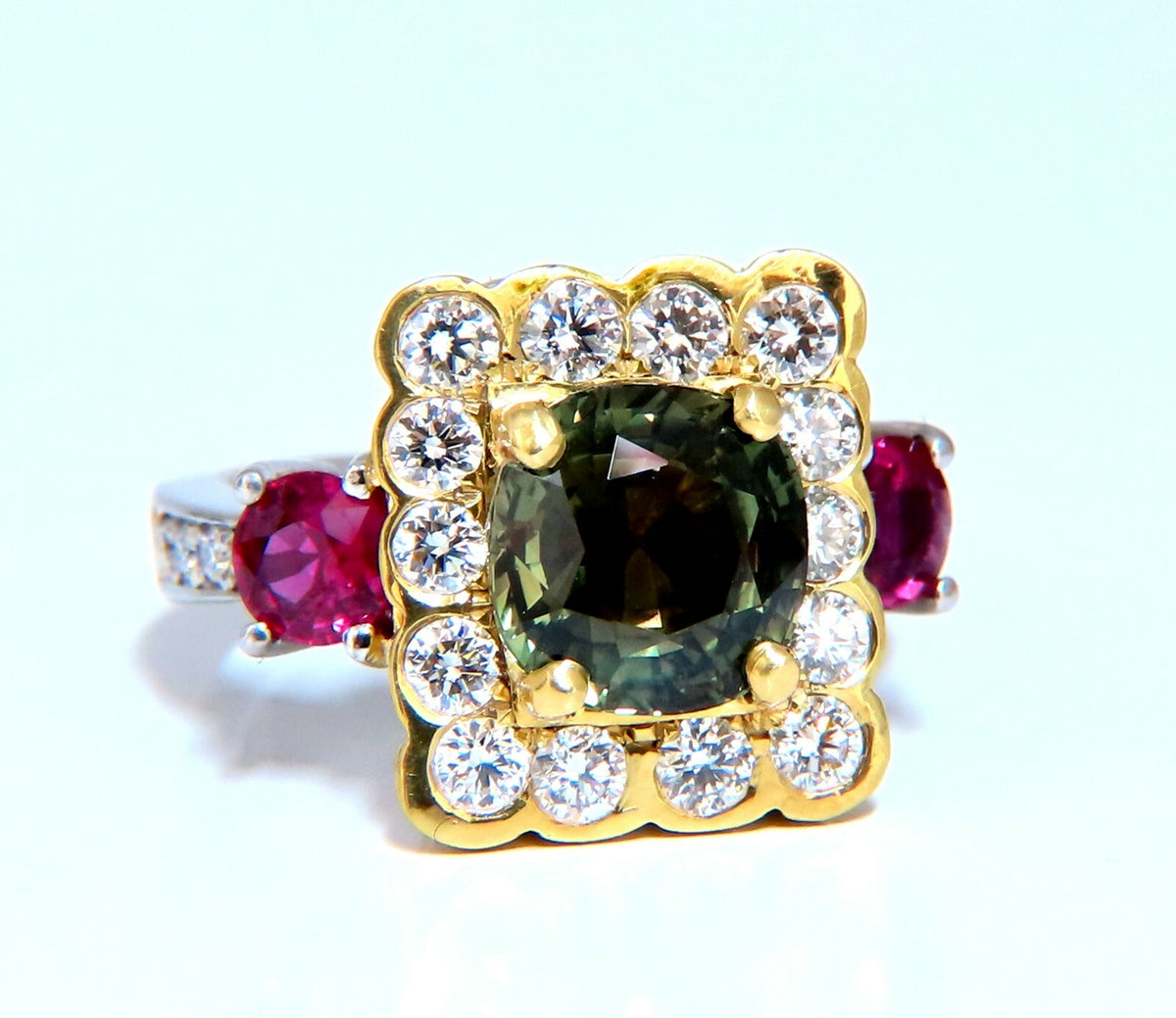 GIA Certified 3.48 carat natural color change alexandrite Ruby diamond ring *v