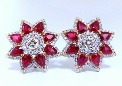 Magnificent 18.60ct GIA Certified Diamond Ruby Cluster Earrings 18kt *v