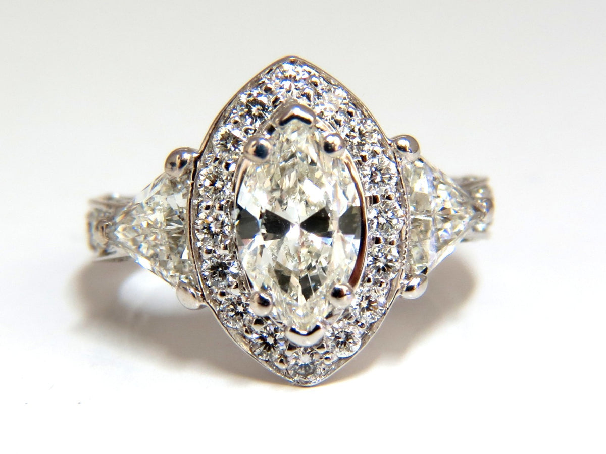 2.51ct Marquise Halo Natural Diamond Ring 14 Karat *v