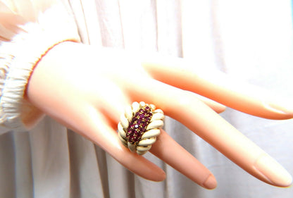 1ct natural ruby enamel estate 18 karat gold ring *v