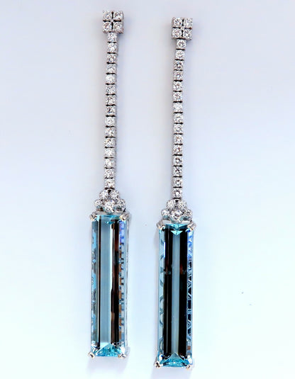 GIA Certified 62.22ct Natural Aquamarine Diamonds Earrings 18Kt Platinum *v