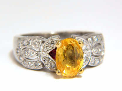 3.28ct natural yellow sapphire diamonds ring platinum *v