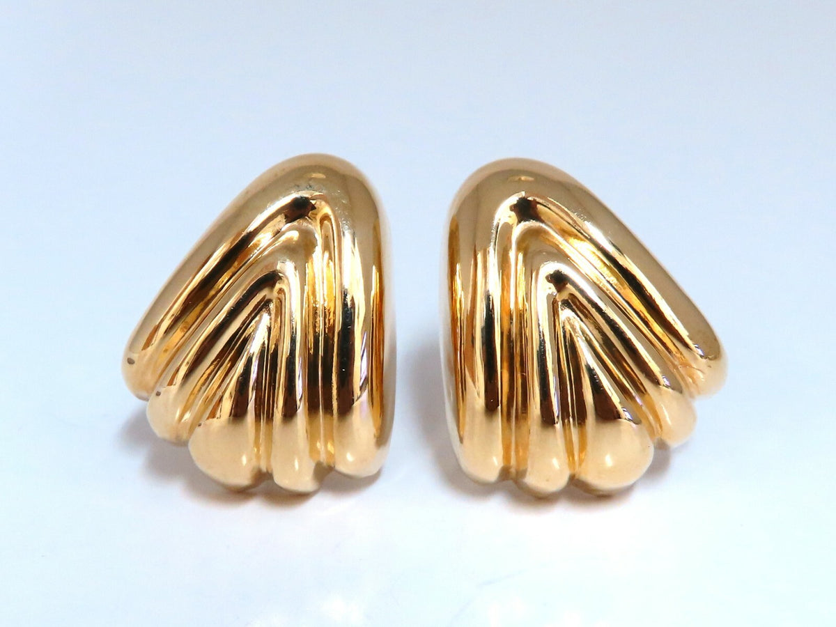 14kt Gold Textured Iconic Clip Earrings & Omega *v