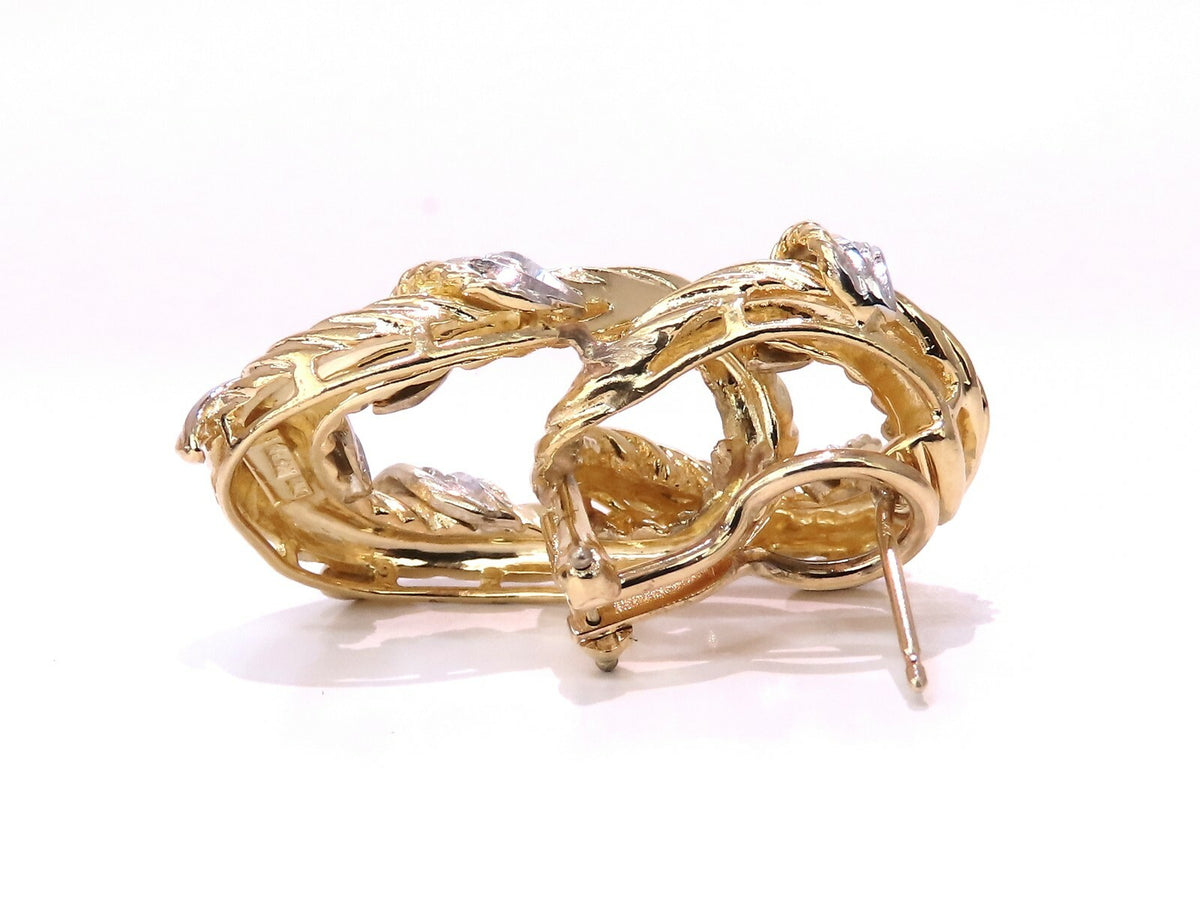 .50ct. natural round diamond loop link earrings 18kt clip *v