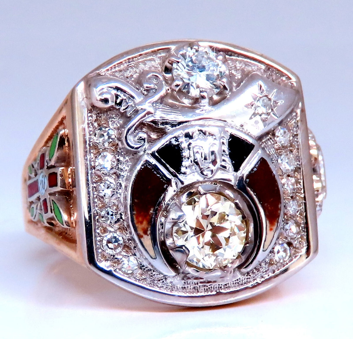 .55ct. mens natural round diamond ring 14kt gold Gothic *v