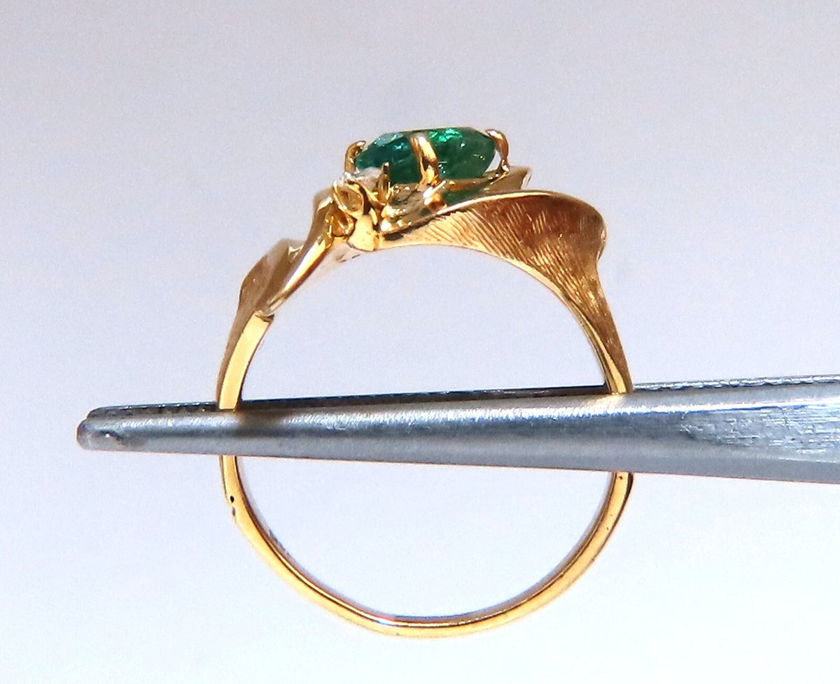 Emerald Diamond Ring 14kt 1.15ct Natural Mod Deco *v
