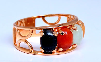 Cabochon Variety Jade Ring 14kt Gold *v