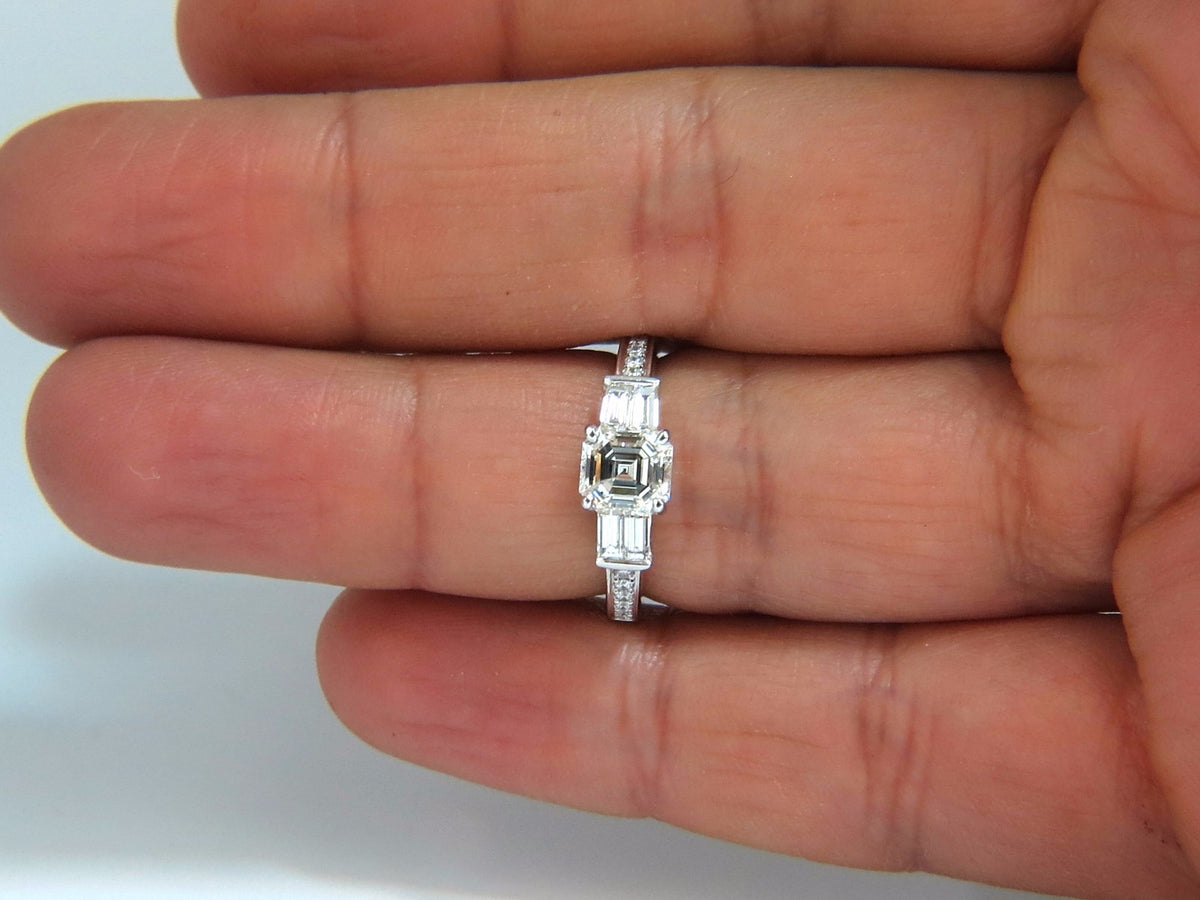 GIA Certified 1.62ct natural asscher diamond ring engagement classic 18kt *v