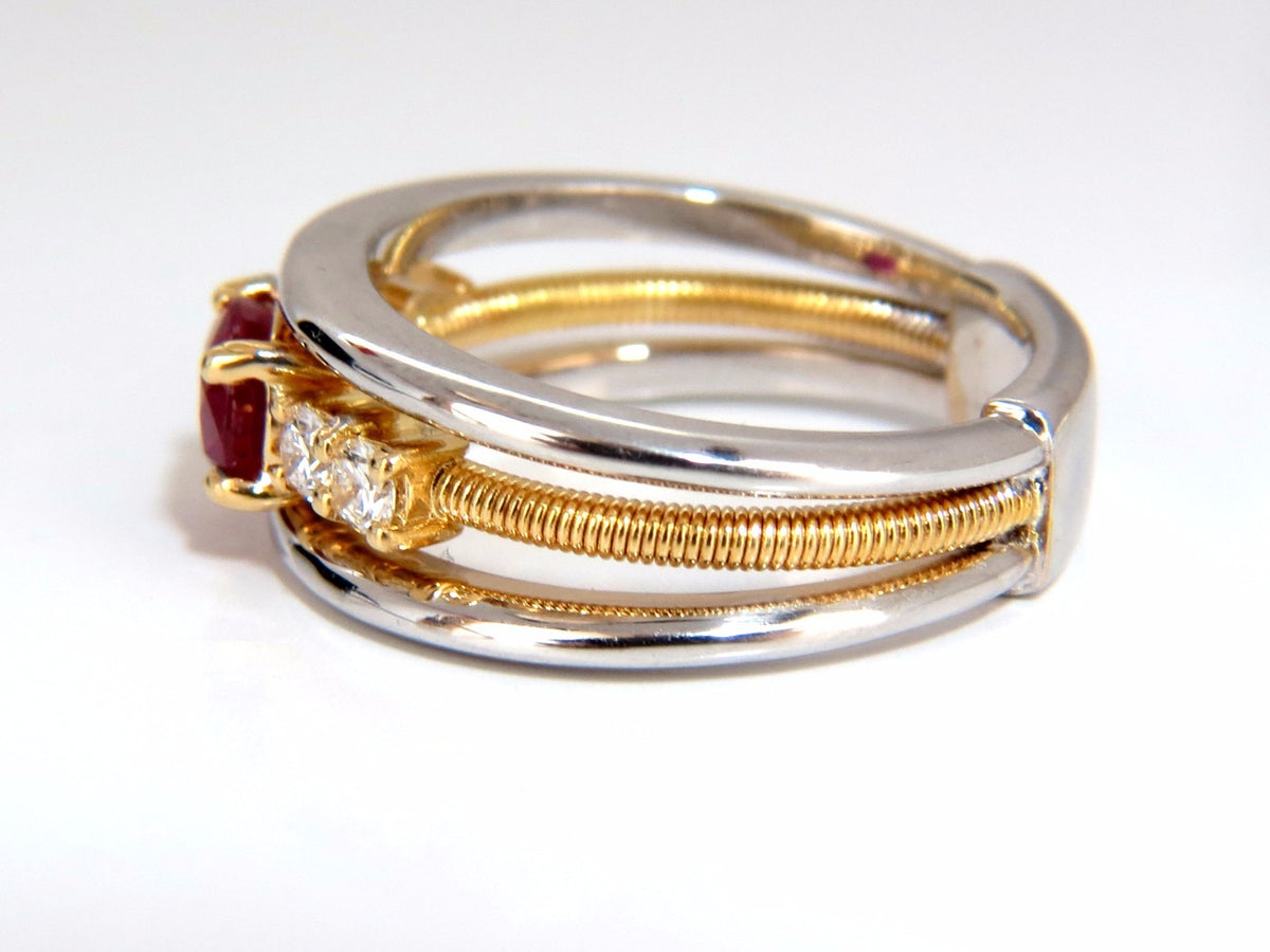 GIA Certified 1.30ct natural vivid red Burma ruby diamonds ring 18kt coil wrap*v