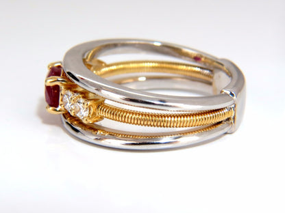 GIA Certified 1.30ct natural vivid red Burma ruby diamonds ring 18kt coil wrap*v