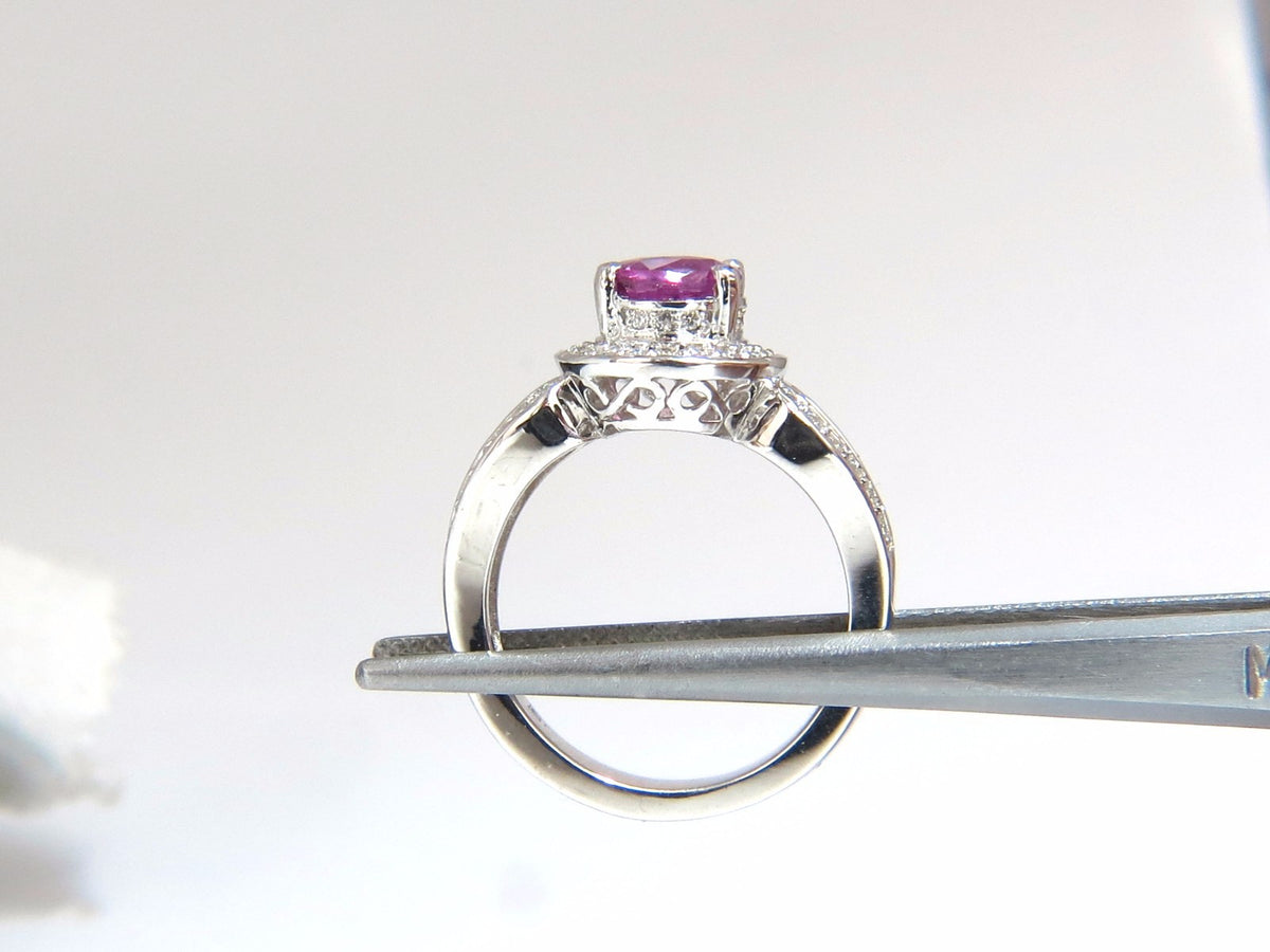 1.98ct natural vivid pink sapphire diamonds ring 18kt split shank mod *v