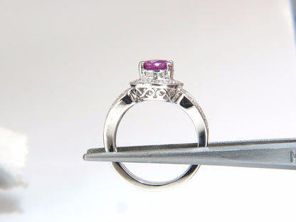 1.98ct natural vivid pink sapphire diamonds ring 18kt split shank mod *v