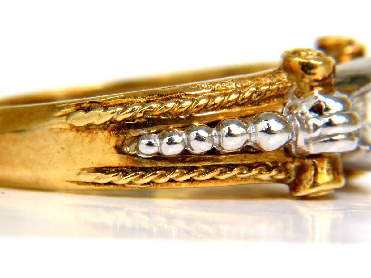 18KT .73CT ROUND BRILLIANT NATURAL DIAMOND RING GILT DECO H/VS *v