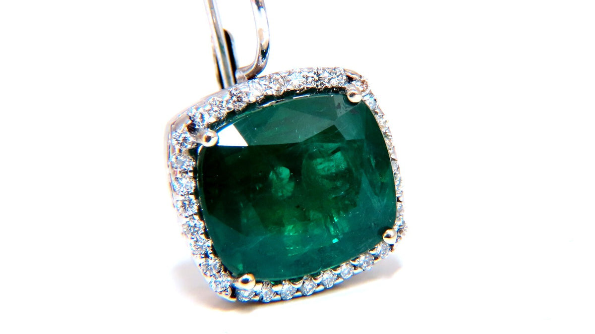 GIA Certified 17.05ct Natural Emeralds Diamond Earrings 18kt Cluster Halo *v