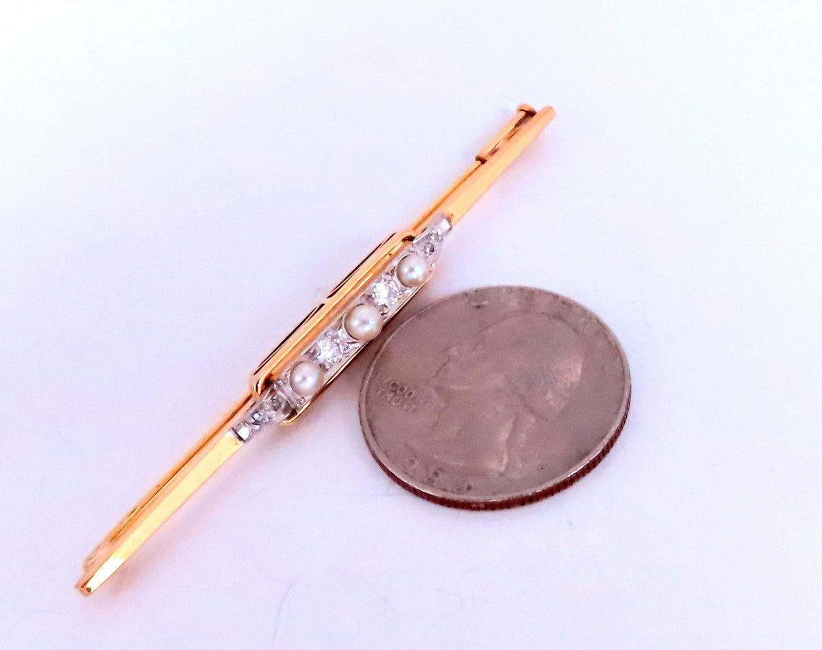 3mm Freshwater Pearl Pin Vintage 14kt 12567 *v