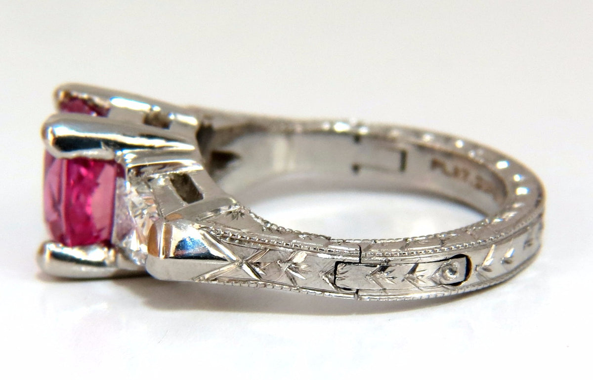AGL Certified Natural Pink Sapphire diamond ring platinum arthritis knuckle *v