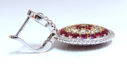 Natural 5.20ct Ruby Diamonds Dangle Earrings 14kt Bullseye Statement *v