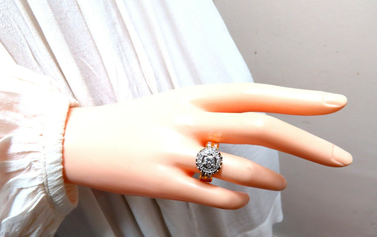 GIA Certified .59ct round cut diamond Raised Crown ring Flush 14Kt gold *v