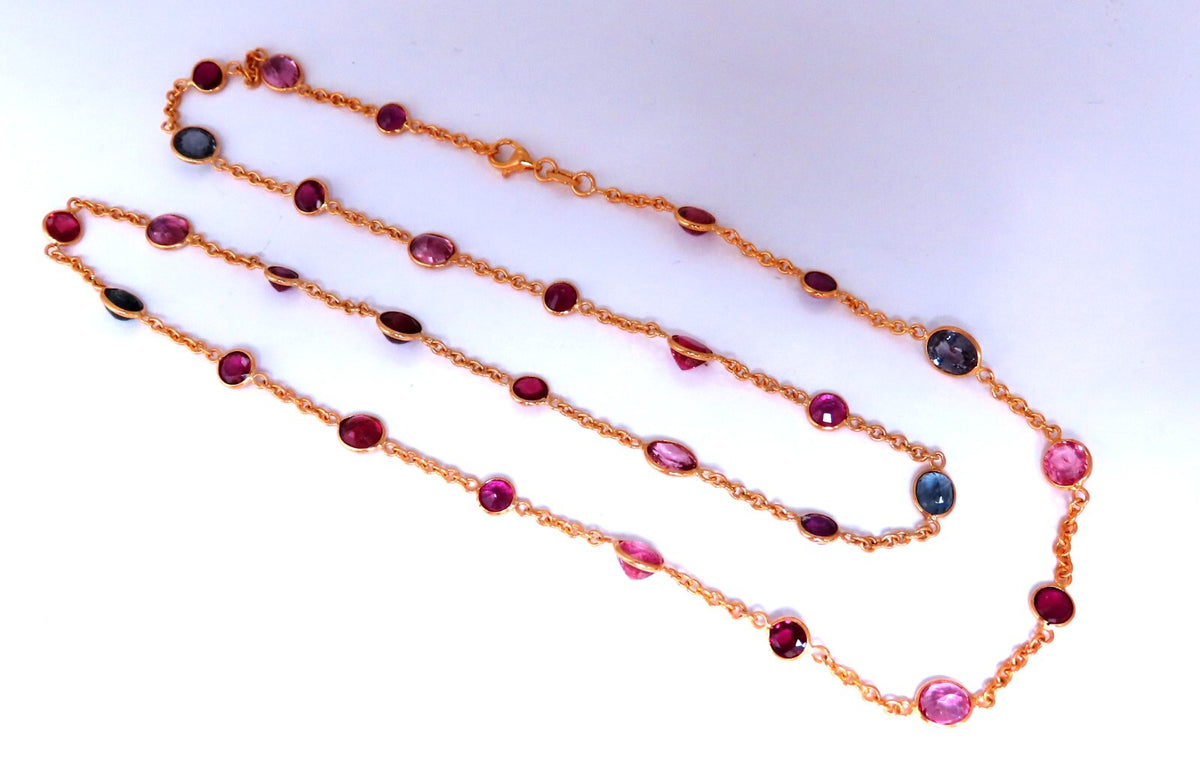 16ct Natural Ruby Sapphire Yard Necklace 14kt Gold *v