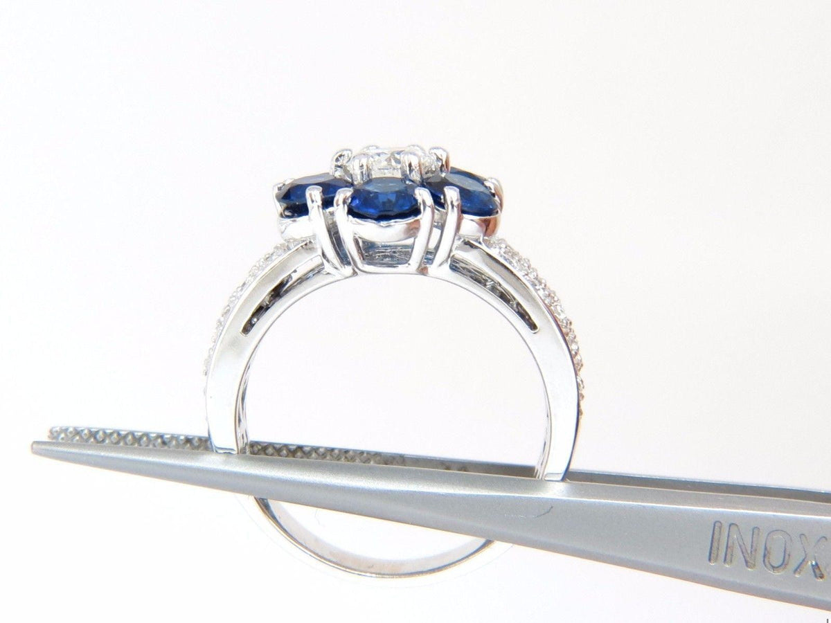3.96ct natural sapphires diamond cluster ring 14kt royal blue floretta 10631 *v