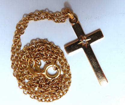 14kt gold cross diamond pendant 14kt 14 inch *v