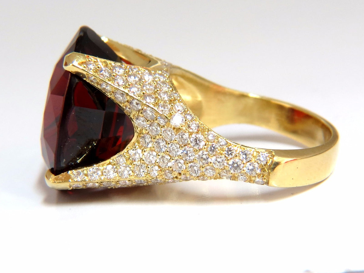 26.31ct GIA NATURAL RED SPESSARTITE GARNET DIAMONDS RAISED RING 18KT *v