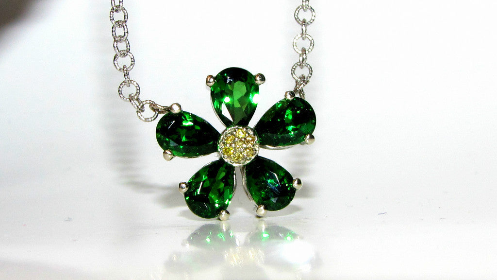 4.60CT NATURAL TSAVORITE YELLOW DIAMOND PENDANT *v