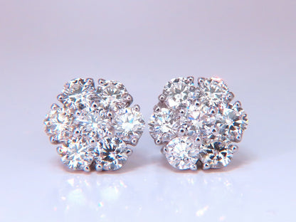3.47ct. natural round diamond cluster earrings 14 karat floreta *v