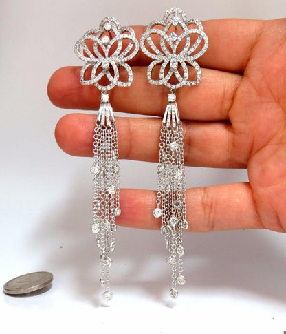 5.40ct natural diamonds cluster dangle drop earrings 18kt gilt deco *v