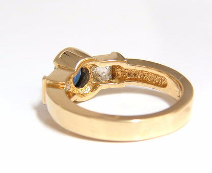 2.00ct natural sapphires diamond three stone ring 14kt royal blue *v